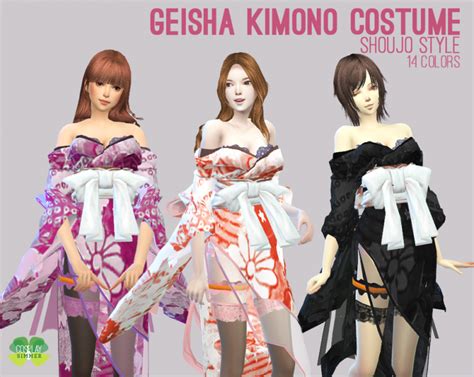 Geisha Kimono Costume for The Sims 4 by Cosplay Simmer | Sims 4 dresses ...