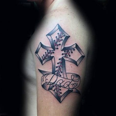 20 Baseball Cross Tattoo Designs For Men - Religious Ink Ideas