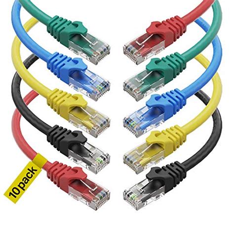 Cat6 Ethernet Cable, 1 Feet (10 Pack) LAN, utp Cat 6, RJ45, Network Cord, Patch, Internet Cable ...