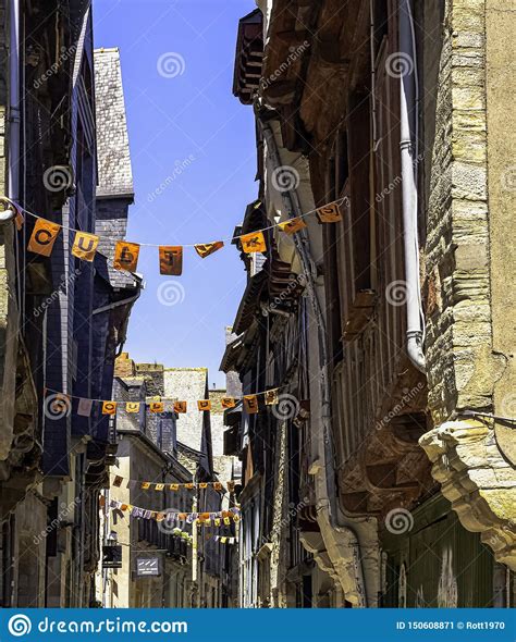 Street Of Vitre Old Town With Vintage Architecture In Vitre, France ...