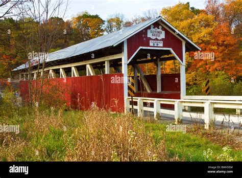 Covered bridge in Somerset County, PA. Glessner Bridge. Fall colors Stock Photo: 32954284 - Alamy