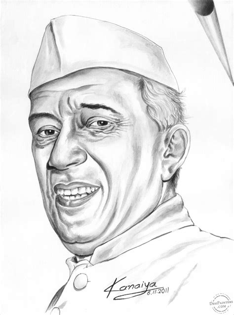 Only Black Water Painting of Jawaharlal Nehru | DesiPainters.com