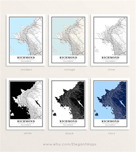 Richmond California Map Richmond CA Map Richmond City Map | Etsy