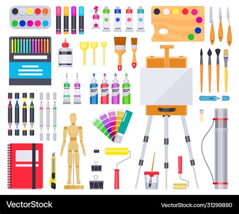 Art supplies painting and drawing materials Vector Image