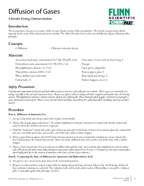 Diffusion of Gases | Flinn Scientific