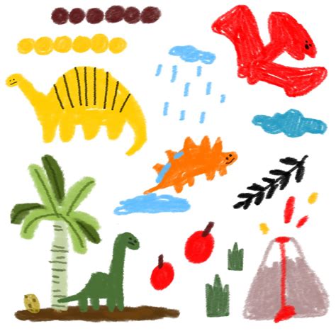 dinosaur illustrations jurassic dinosaurs illustrate clip art fruits and cloud with volcano 공룡 ...