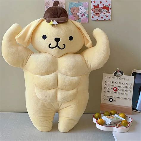 Sanrio-Plush-Pompompurin-Kawaii-Cartoon-Cute-Funny-Pectoral-Muscles-Abs ...