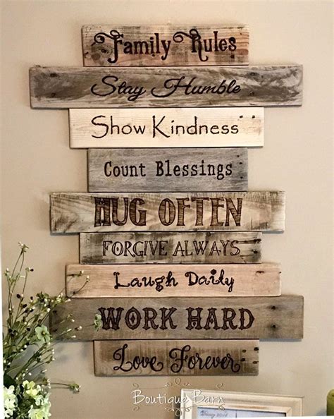 Family Rules Sign - Rustic Wood Wall Decor | Rustic wall decor, Easy home decor, Reclaimed wood ...