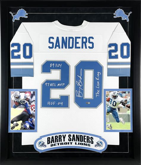 Barry Sanders Autographed Detriot Lions Jersey Inscribed ROY, MVP, HOF ...