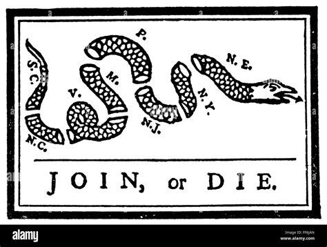 JOIN OR DIE CARTOON, 1754. /nFirst American political cartoon ...