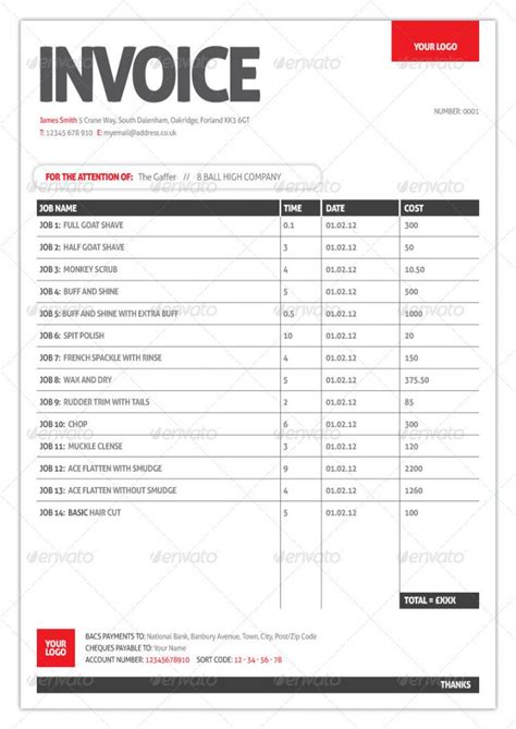 Invoice Template For Numbers