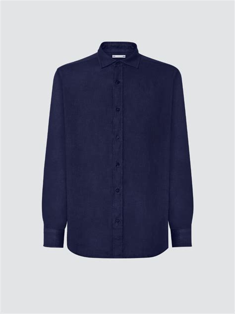 Men's Navy Blue Linen Shirt blue | Jacob Cohën™ GB