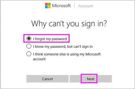 Find Back My Microsoft Account Forgotten Password Windows 10