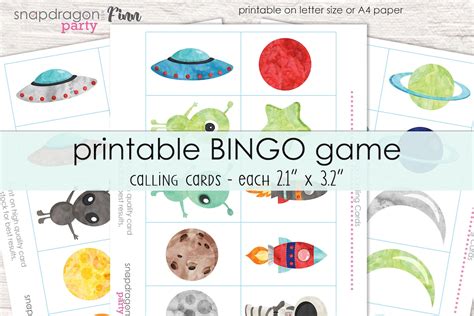 Space Bingo Printable Party Game 30 Bingo Cards Space | Etsy