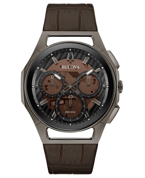 Bulova Leather Curv Chronograph in Brown for Men - Save 33% - Lyst