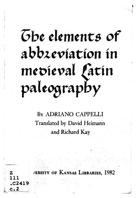 The elements of abbreviation in medieval Latin