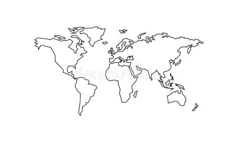 World Map Outline Template with Continents, North and South America, Europe and Asia, Africa and ...