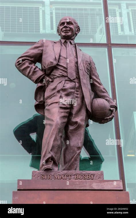 Sir Matt Busby statue at Manchester United's Old Trafford stadium ...