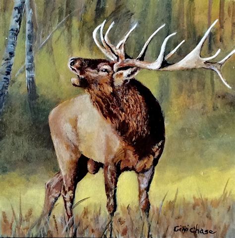 Elk. 4 by 4 mini. Acrylic by Gini Chase | Cool paintings, Canvas ...