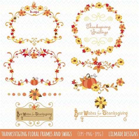 Thanksgiving Vector Clipart, Thanksgiving Wreaths, Thanksgiving Digital ...