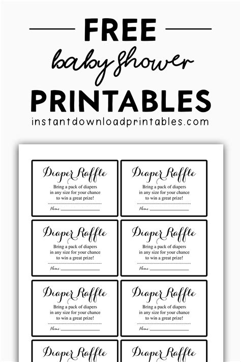 Free Baby Shower Black and White Printables - Instant Download Diaper ...
