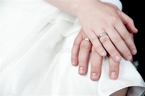 Two Hands with Wedding Rings Stock Photo - Image of jewelry, white ...