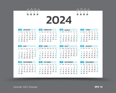 Calendar 2024 Template Layout 12 Months Yearly Calendar Set In 2024 ...