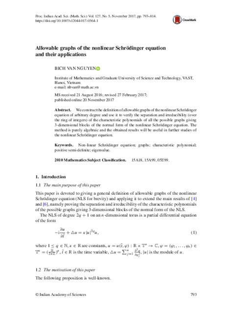 (PDF) Allowable graphs of the nonlinear Schrödinger equation and their applications | Bich Van ...