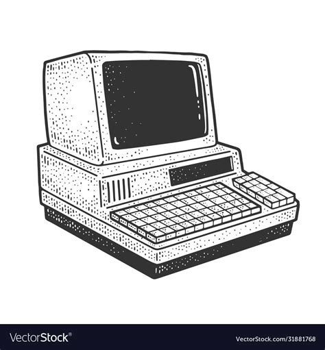 Vintage computer sketch Royalty Free Vector Image