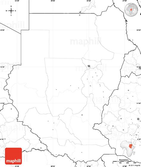 Blank Simple Map of Sudan, no labels