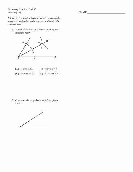 Angle Bisectors Worksheet Answers Luxury Angle Bisector Worksheet for 10th Grade | Worksheets ...