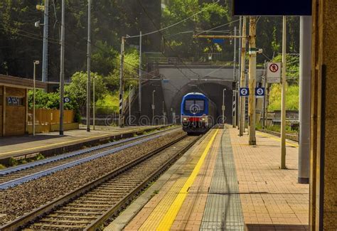 A Train Approaches the Station in the Village of Levanto, Italy Editorial Image - Image of italy ...