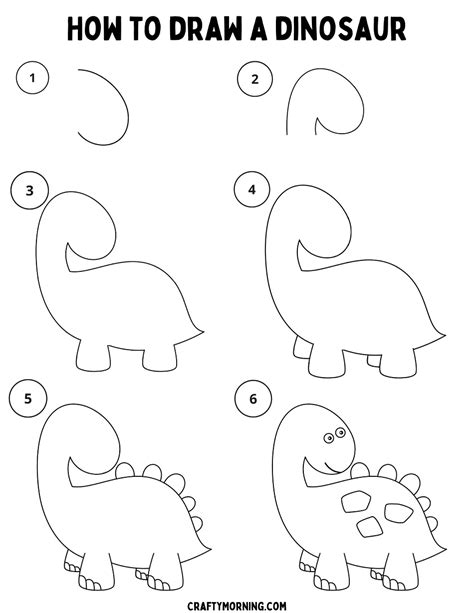 How To Draw A Dinosaur For Kindergarten Easy Drawing Tutorial For Kids ...