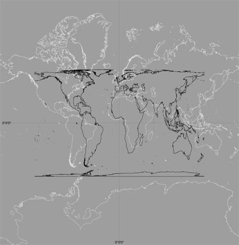 Mercator projection (white) and Gall-Peters projection (black), aligned... | Download Scientific ...