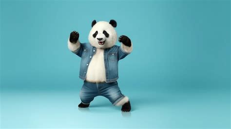 Premium AI Image | Cool cheerful cartoon style panda dancing salsa