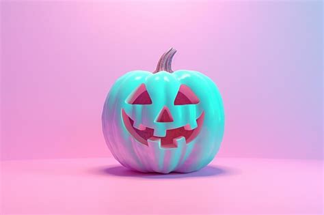 Premium AI Image | There is a blue pumpkin with a carved face on it generative ai