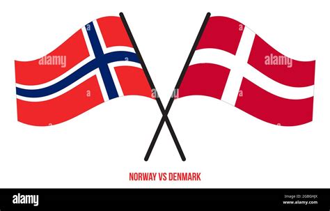 Norway and Denmark Flags Crossed And Waving Flat Style. Official ...