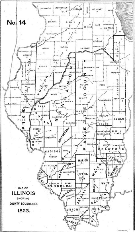 1823 Illinois County Formation Map