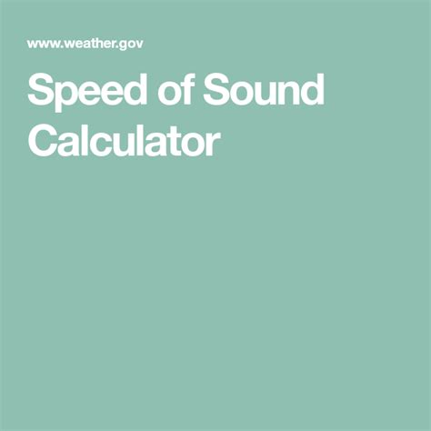 Speed of Sound Calculator | Speed of sound, Speed, Calculator