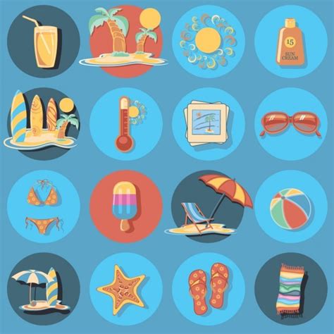 Free Vector | Beach icon set