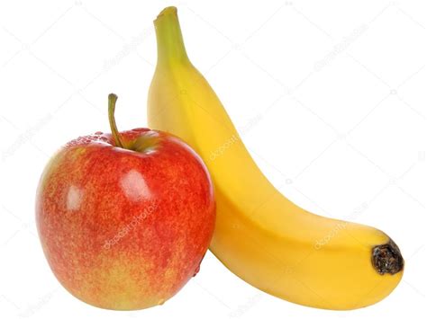 Apple and banana on white background Stock Photo by ©AlekseyPatsyuk 20143109