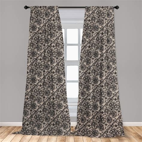 Amazon.com: Ambesonne Gothic Curtains, Abstract Graphic Lace Pattern Flowers Butterflies Old ...