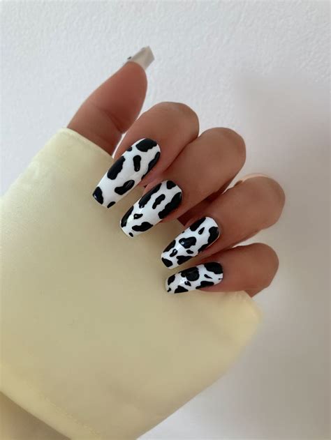 Cow print nails. Nail art. @beautybycharlotte39 | Best acrylic nails, Nail designs, Nail art