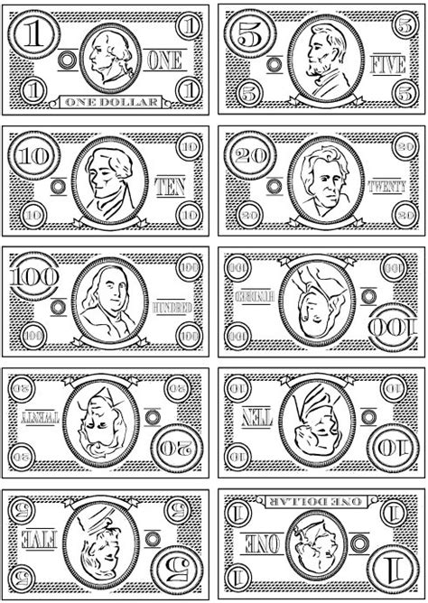 Free Printable Dollar Bill Coloring Pages