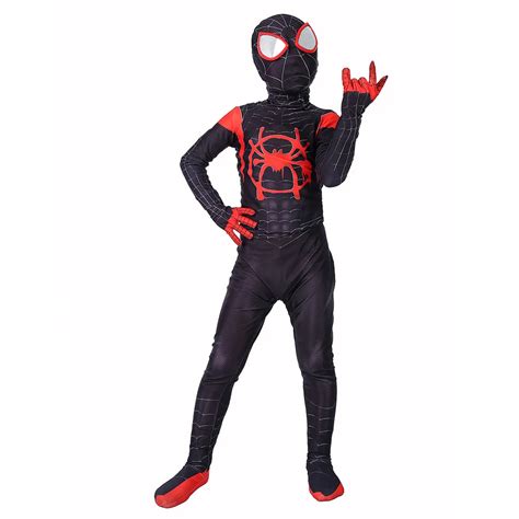 Children Spider man Into The Spider Verse Miles Morales Cosplay Costume Spiderman Suit Kids 3d ...