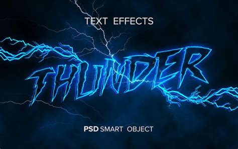 Premium PSD | Thunder text effect smart object