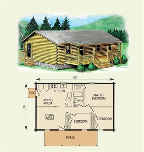 small log cabin 3 bed room, single story | Log cabin floor plans, Cabin ...