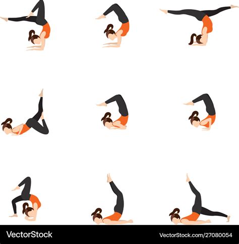 Scorpion variations yoga asanas set Royalty Free Vector