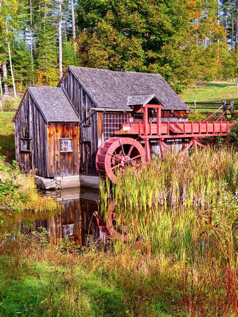 Old Grist Mill Square is a photograph by Bill Wakeley. An old mill in Vermont on an early autumn ...