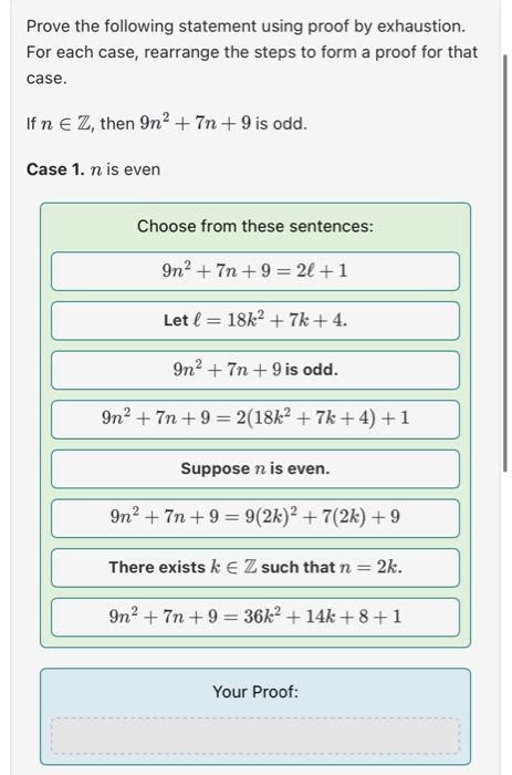 Solved Prove the following statement using proof by | Chegg.com